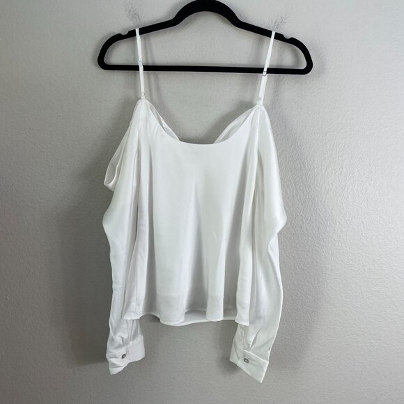 LAgence Womens Small White Zion Cold Shoulder Blouse Long Sleeve Shirt Top - Picture 7 of 8